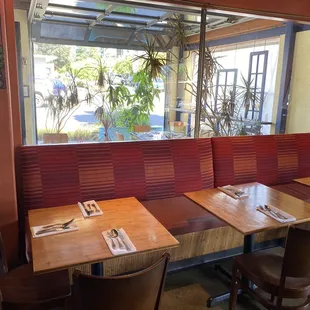 a view of a restaurant from a window