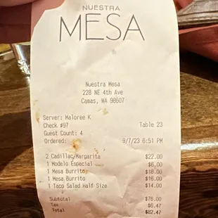 The Bill - Not bad for what we ordered. Pricing is comparable or better than other places but all was totally worth it!