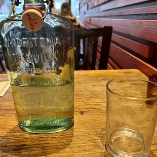 Water in a tequila bottle