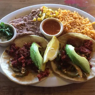 Tacos with chorizo and nopales