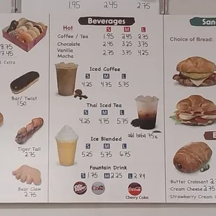 a menu for a fast food restaurant