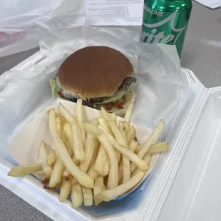 Hamburger combo with included drink.