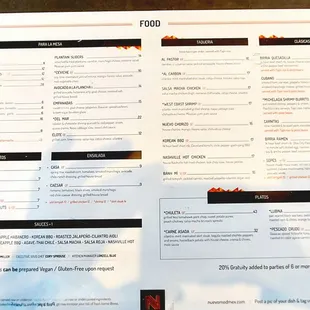 Food menu