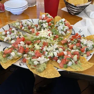 Ceviche on hard tortilla