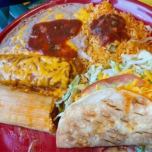 combination taco, tamale, enchilada