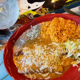 two cheese enchiladas with green chile