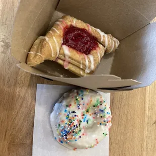 Vegan gluten free lemon vanilla donut and Raspberry Danish