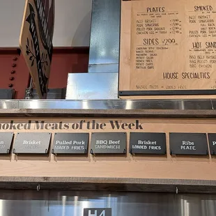 Smoked Meats of the Week menu as of 9/17/23