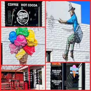 a collage of photos of a man on a wall