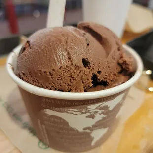 a cup of chocolate ice cream