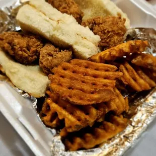 a tray of food on a table