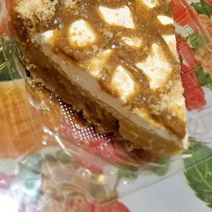 Banana cream pie nice amount of banana  and cream, they drizzle caramel  its