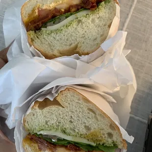 Vegetarian sandwich #3. Sundried tomatoes and pesto sandwich
