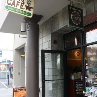 the entrance to nuha&apos;s cafe