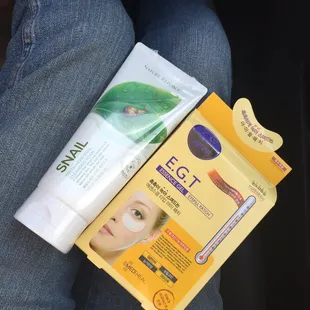 Nature Republic Herb Snail Foam Cleanser and MEDIHEAL E.G.T. Eye Patches.