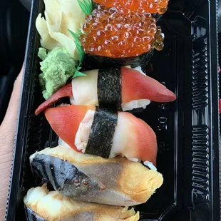 D8. Mackerel Sushi D23. Salmon Roe Sushi and D13. Surf Clam Sushi