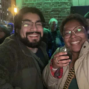before the drag show! drinks from rachel and rose (london double decker bus bar that&apos;s in the area!)