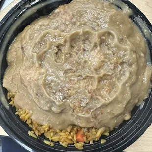 Shrimp, egg foo young with gravy