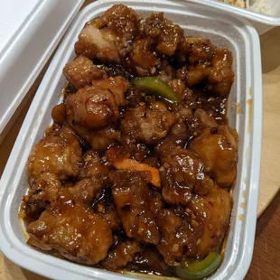 General Tso's Chicken (entree). Comes with a side of white rice.