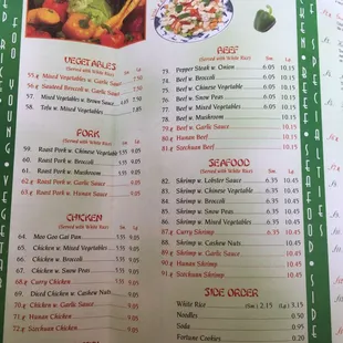 Menu continued