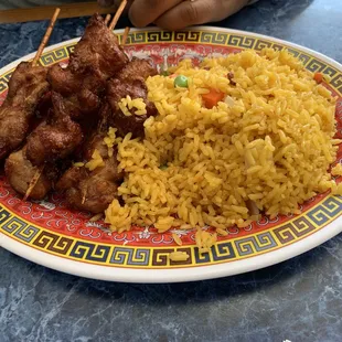 Chicken teriyaki on a stick