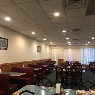 empty tables and chairs