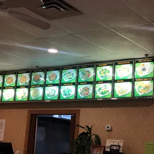 menus on a large screen