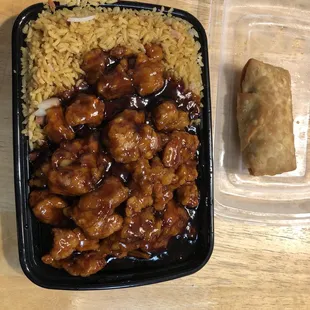 Overflowing C19. Orange Chicken Combo enough for 2 meals!