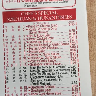 menu
