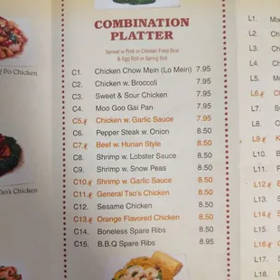 Combination Platter menu