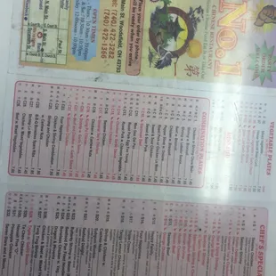 the price list of the restaurant