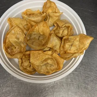 a plate of fried dumplings