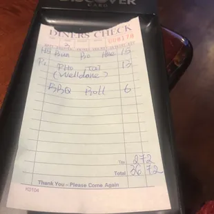 Cost/Bill for 2 Adults -- 26/03/2022