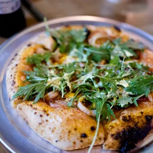 pizza (calamari, greens, etc.)
