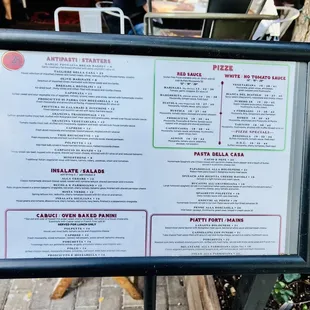 The menu