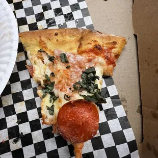 Thin Crust Pizza Barely had any sauce on it and the pizza cuts were not even.