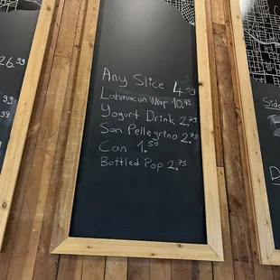 menus on chalkboard