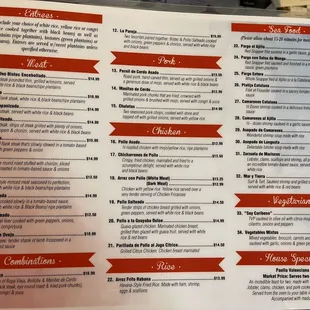 Other side of the menu.