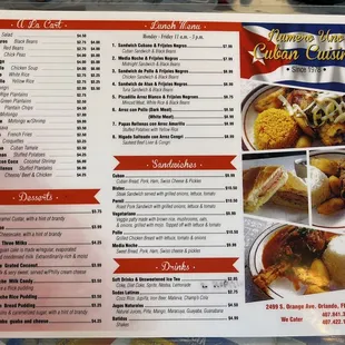 One side of the menu.
