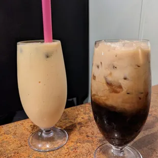 Mango Bubble Tea and Thai Iced Coffee