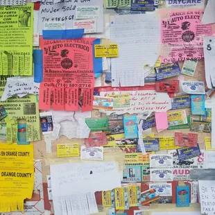 a wall covered with various items