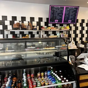 a display of food and drinks