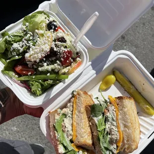 Tuna Melt Sandwich with Mini Greek Salad