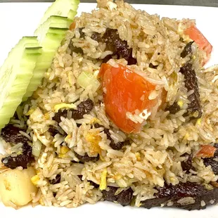 Beef jerky Fried rice ( Special requested,not on the menu)