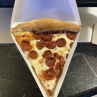 Pepperoni, big slice not bad.
