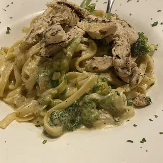 Fettucine Alfredo and Broccoli