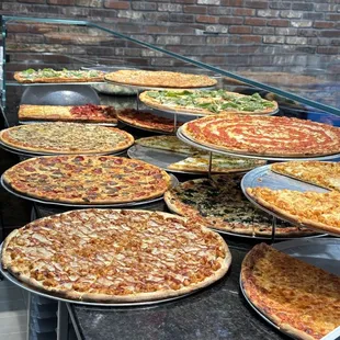 Over the counter pizza slices..