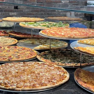 Over the counter pizza slices..