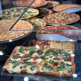 Over the counter pizza slices..