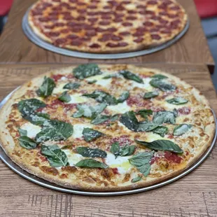 Margherita and pepperoni pizza..